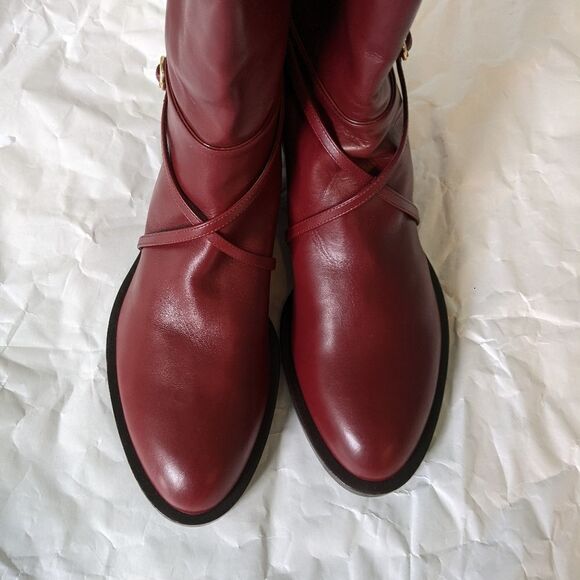 NINA Ricci Bordeaux leather boots 5(35) BNWOB - Picture 6 of 8